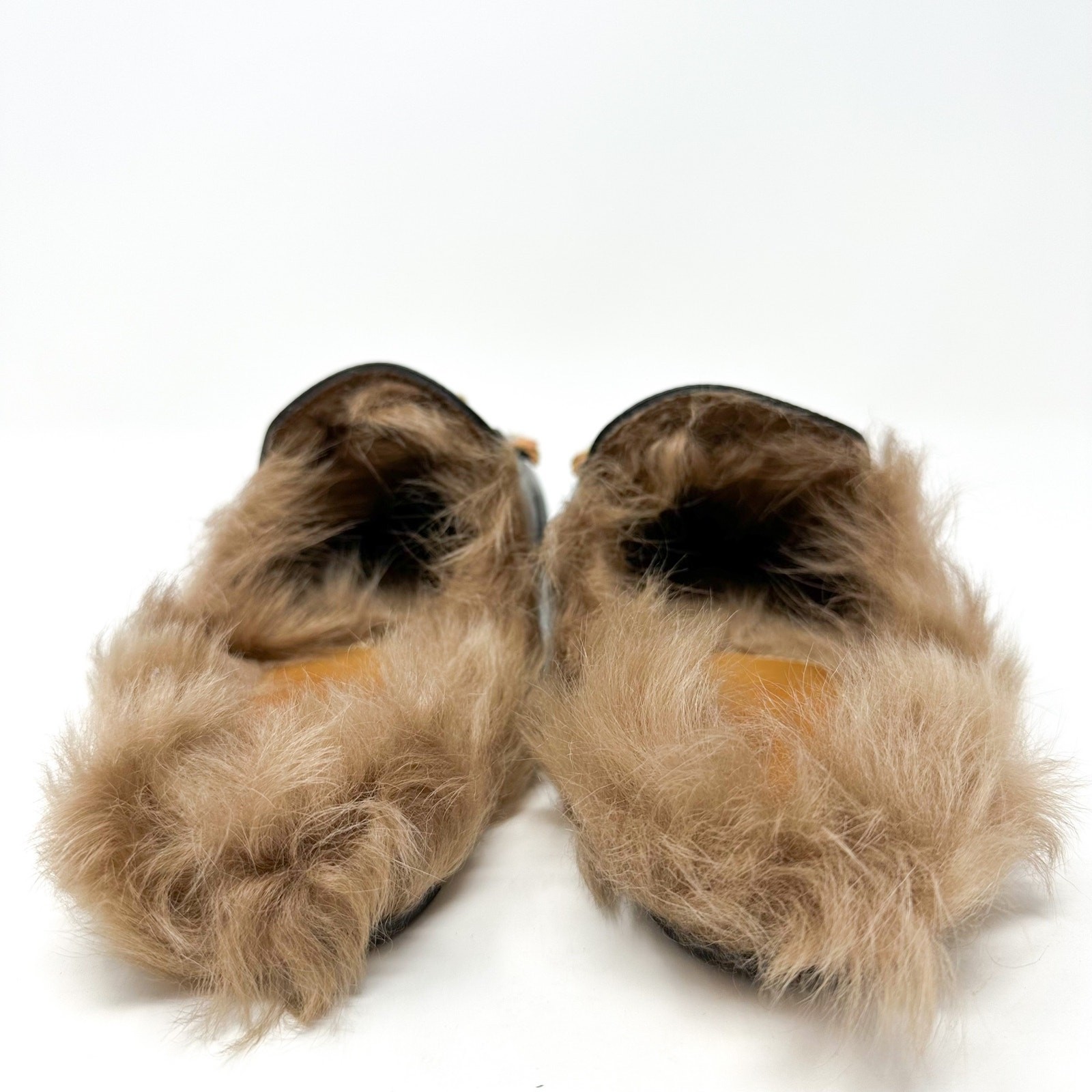 Gucci Princetown Tiger Fur Lined Round Toe Horsebit Canvas Flat Loafer Mules image 7