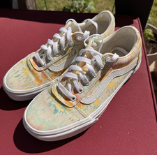 Vans Ward Psychedelic Tie Dye Womens Size 7 Green White Athletic Shoes Sneakers