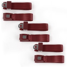 Early Cars 1941 - 1948 Standard 2pt Burgandy Lap Bench Seat Belt Kit - 3 Belts  