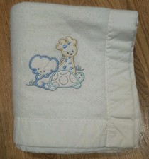 Vtg Bright Future Morgan Acrylic Blanket Embroidery Giraffe Elephant Turtle USA