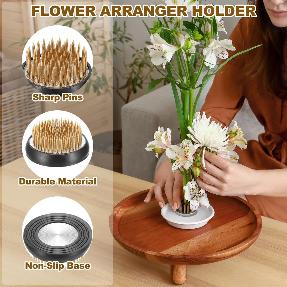 3Pcs 2.1" Round Brass Floral Frogs Arranger Holder Pin, Brass Color/Black - Изображение 3 из 4