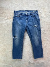 Old Navy Womens Size 14 Medium Wash Mid Rise Distressed Boyfriend Denim Jeans