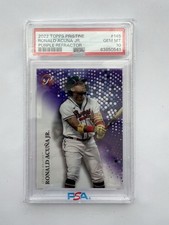 Topps 2022 Pristine Ronald Acuña Jr. #145 Purple Refractor /99 PSA 10 Braves