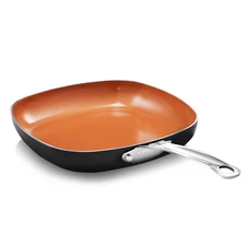 Gotham Steel 9.5" Square Fry Pan Ultra Nonstick Ceramic GS-SQNSPAN-ORG/BLK-9.5
