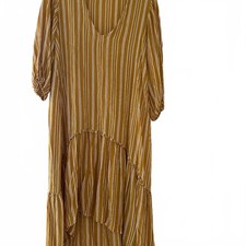 Faithfull the Brand mustard and white striped maxi dress size 2 preloved #218