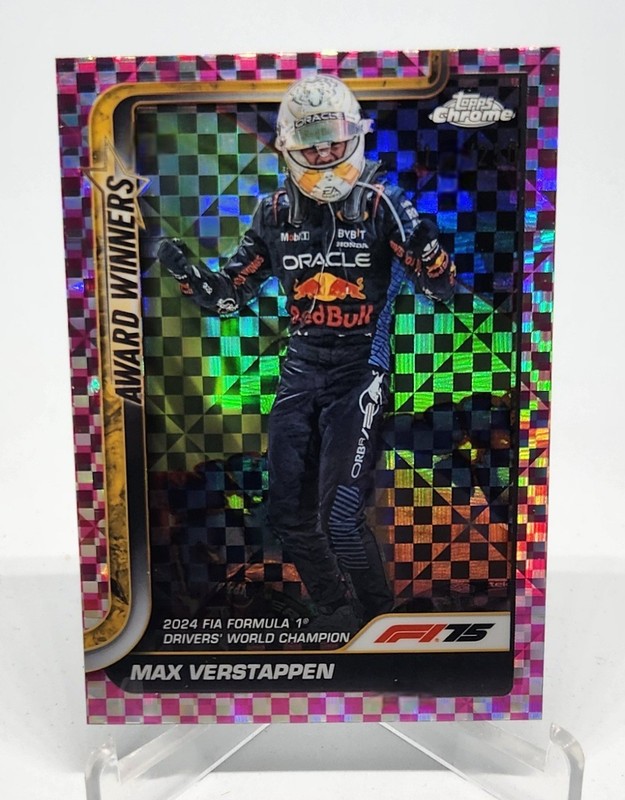 2025 Topps Chrome F1 Max Verstappen '24 World Champion Pink Checker 150/250 #148