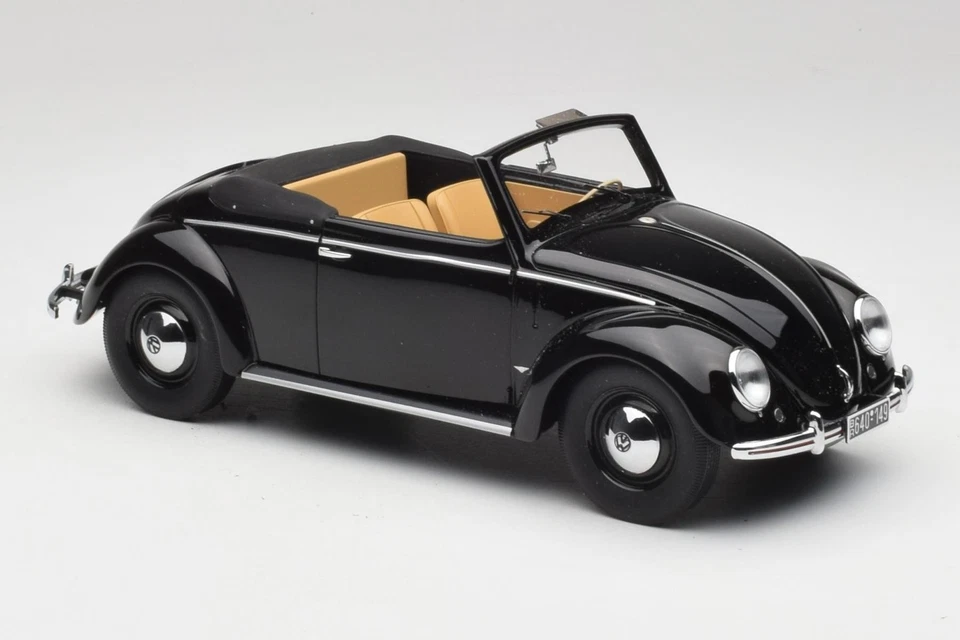 107054232 VW Volkswagen Beetle Type 1 Convertible Hebmuller Black Minichamps 1/1 - Immagine 4 di 4