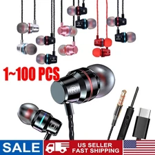 HIFI Bass Stereo Wired Earbuds Headset In-Ear Earphone Headphone 3.5mm USB-C Lot