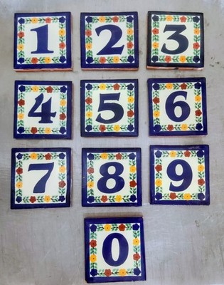 Mexican Tile Talavera Ceramic House Numbers Tile 4x4 (Provide us your numbers)