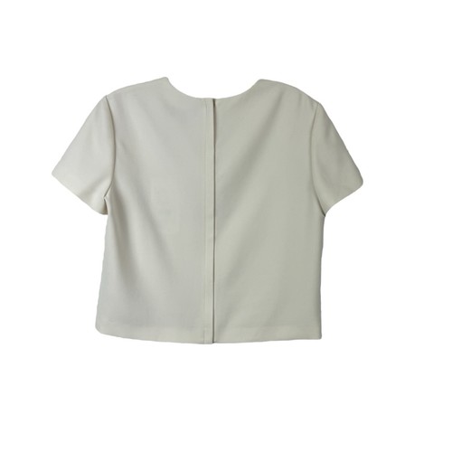 Theory Women's Petite Short Sleeve Crop Top Blouse Admiral Crepe O0109529 $265 - Picture 2 of 9