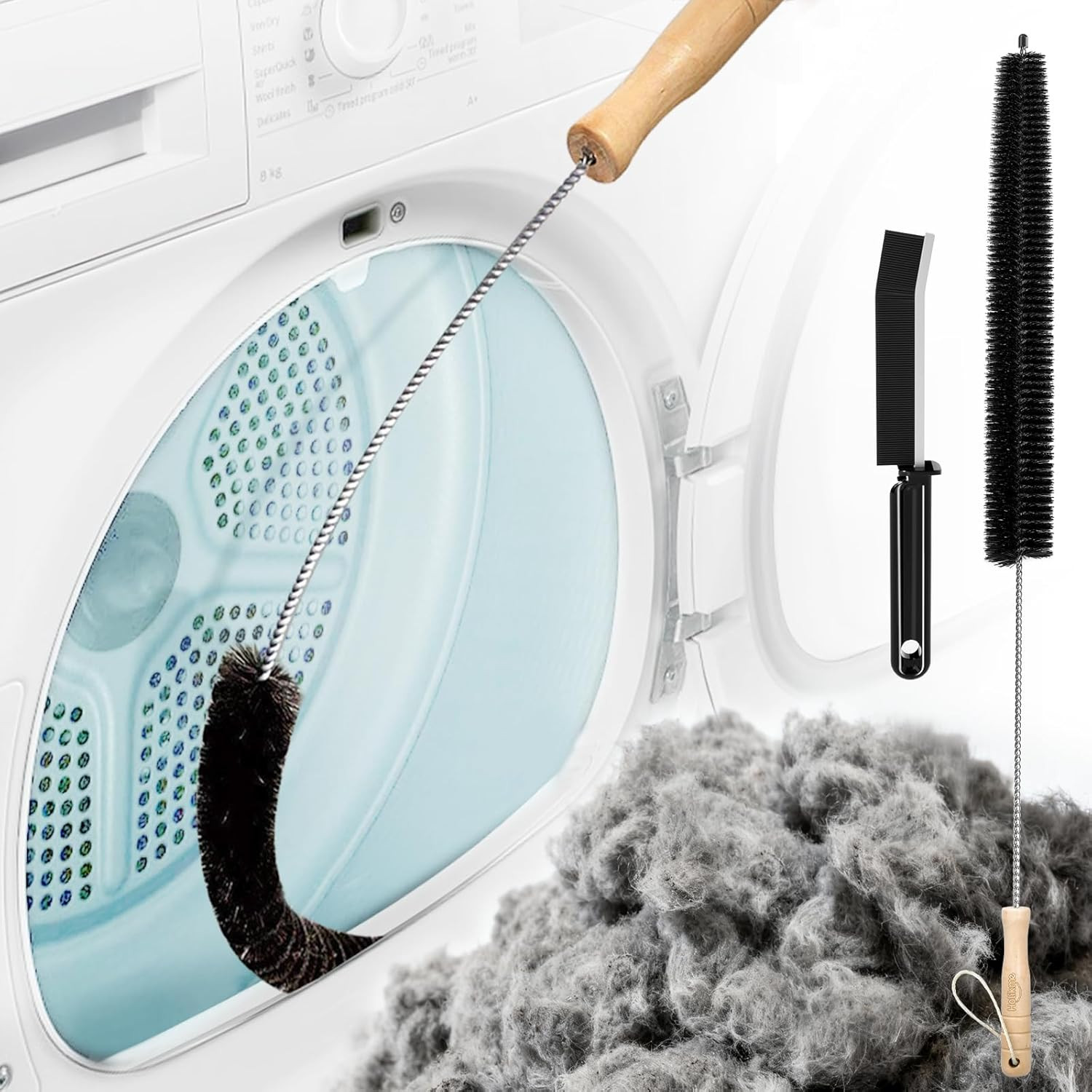 Dryer Vent Cleaner Kit - Household Cleaning Supplies, Dryer Lint Brush, Refriger