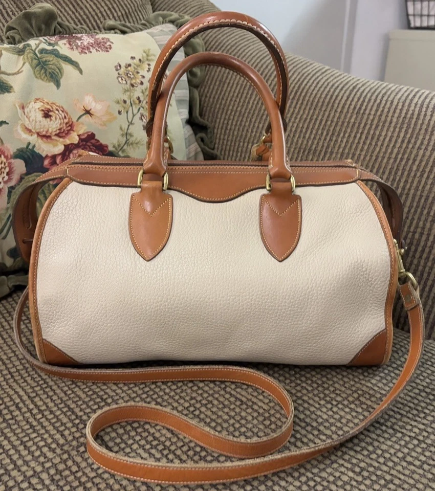 Dooney Bourke Bone Brown Vintage Gladstone R91 Satchel Bag All Weather Leather - Image 4 of 4