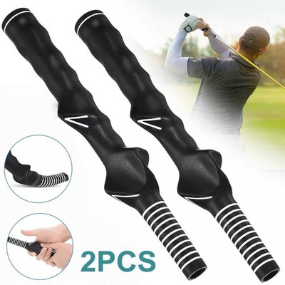 2 Pack Right-Hand Golf Swing Training Grip Standard Teaching Aid Warm Up Trainer