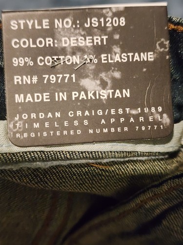 Jordan Craig Sean Slim Taper Jeans 40x32 Desert - Picture 6 of 6
