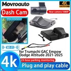 4K UHD Wifi DVR Dash Cam Camera for Trumpchi GAC Empow Dodge Attitude 2021-2025