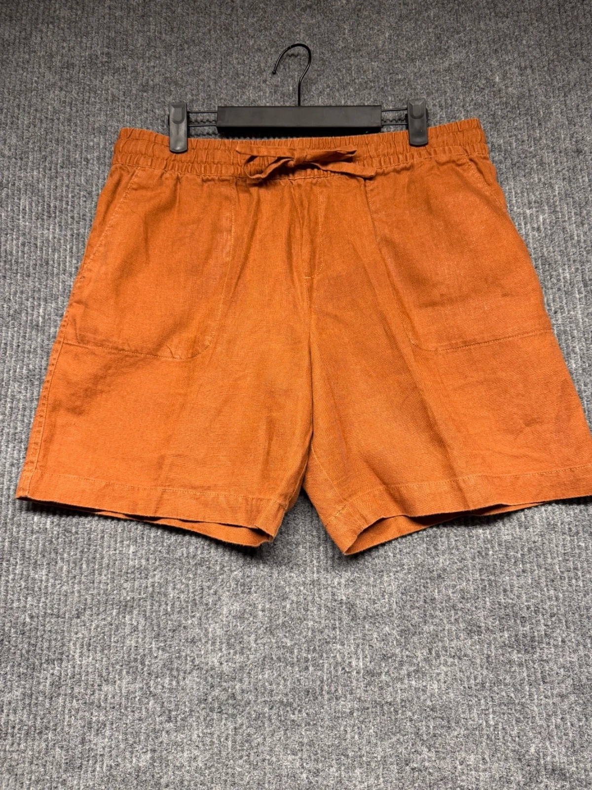 Garnet Hill Women's Linen Shorts M Rust Brown 6.5 Summer Pockets Elastic Waist