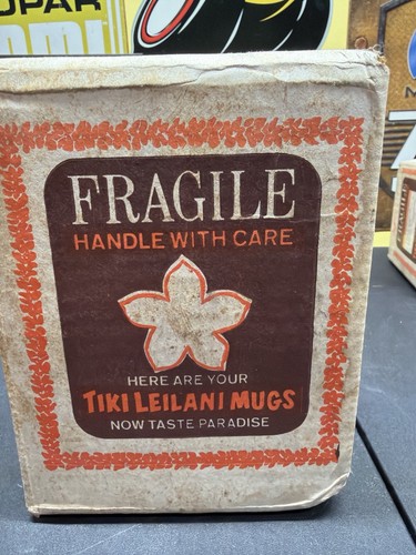 Vintage 1968 Tiki Leilani Mug Set of 4 w/ Box Mailer Complete