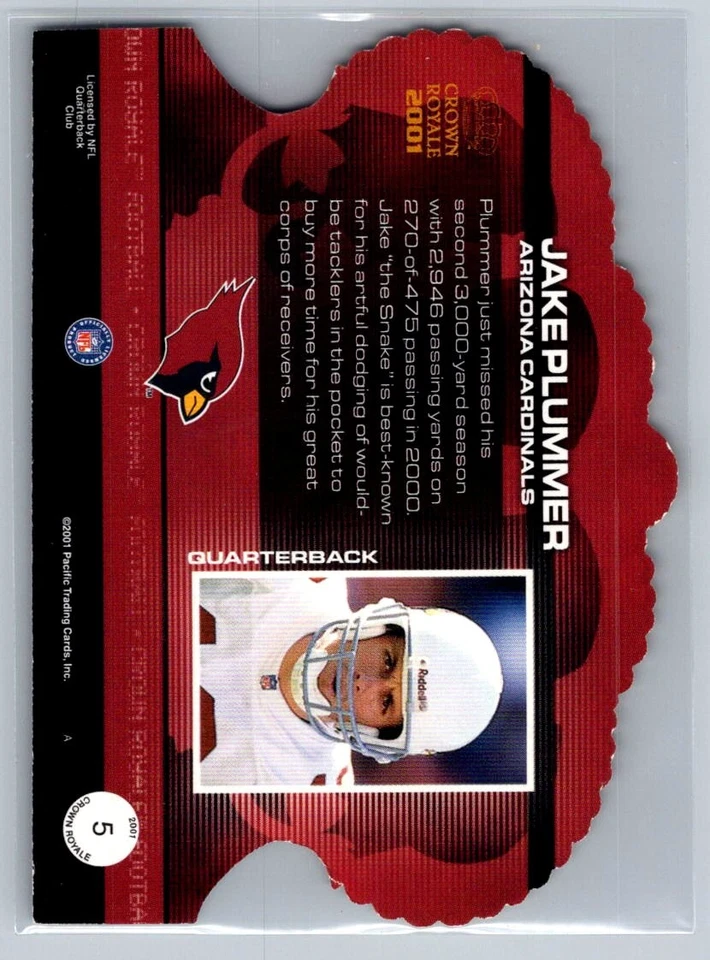 💎2001 Pacific Crown Royale Football #5 Jake Plummer - Arizona Cardinals💎 - Image 2 of 2