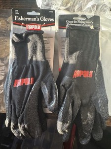 2pr.-RAPALA Fishermans Fishing Gloves Protective Non Slip Latex Coating Black LG