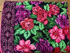 Vtg Floral Roses Fabric 3.5 Yards Made for JoAnn's Pinks Purples Geometric