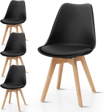 4PCS Modern Dining Chairs, High Backrest Armless Chair with Padded Seat & Solid