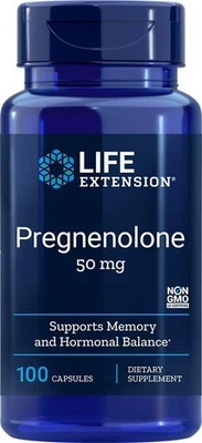 LIFE EXTENSION PREGNENOLONE Memoria y Hormonas 50mg 100 Cápsulas SUPER PRECIO