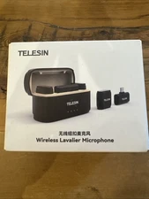 TELESIN Wireless Lavalier Microphone with Charging Case, one-Click Noise NIB