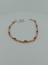 9ct Yellow Gold Garnet Bracelet 8" Hallmarked – Fine Jewellery