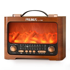 J-196 AM FM Radio with Best Reception for Home, Bluetooth, Flame LED, TF/USB ...