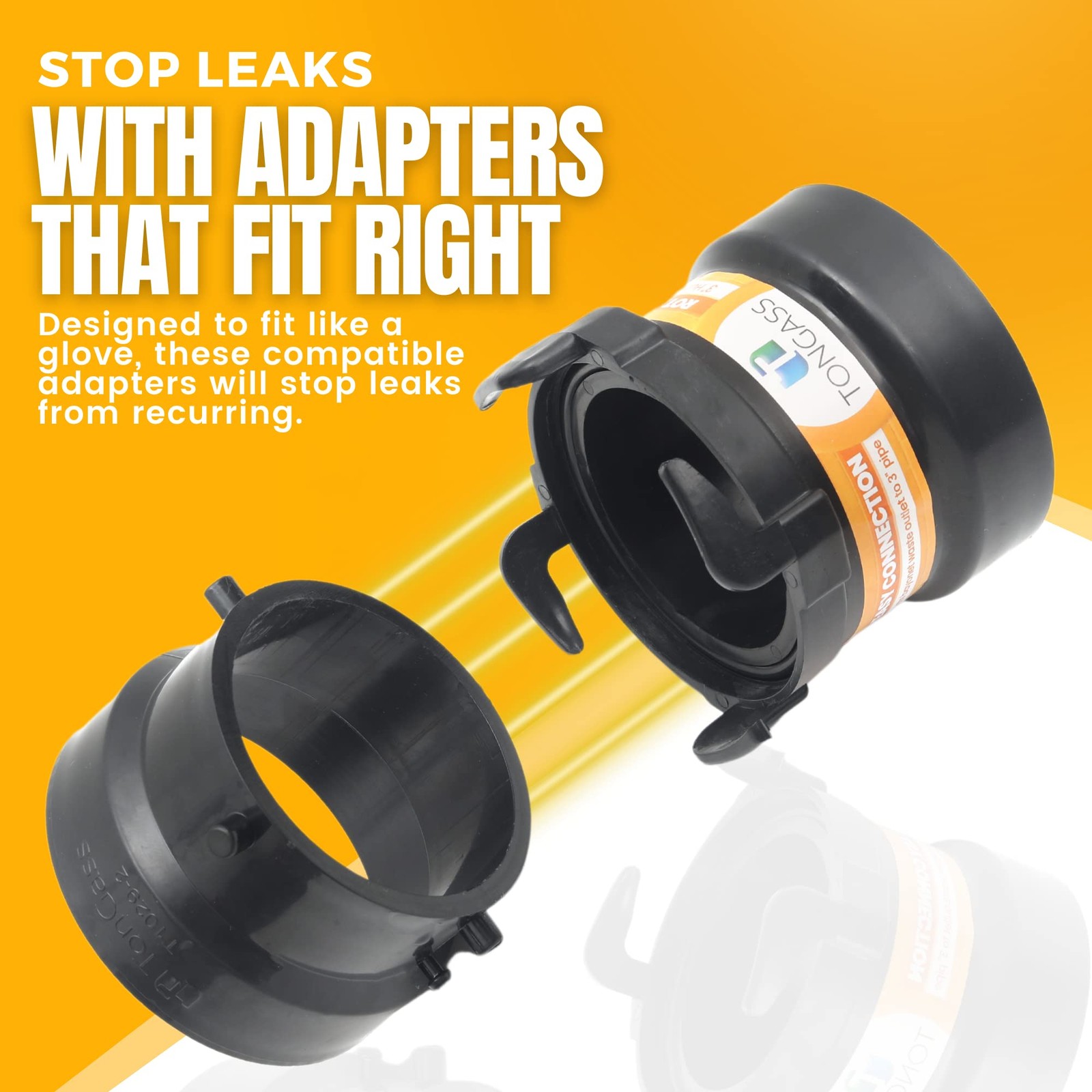 RV Sewer Hose Adapter Combo Pack 3 Inch Hub Bayonet Hook Thread Seal Tape PVC