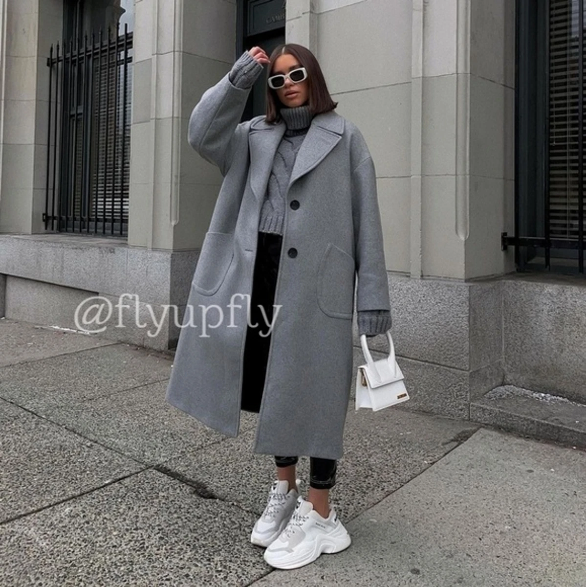 New Zara oversized bloggers favorite wool blend gray coat