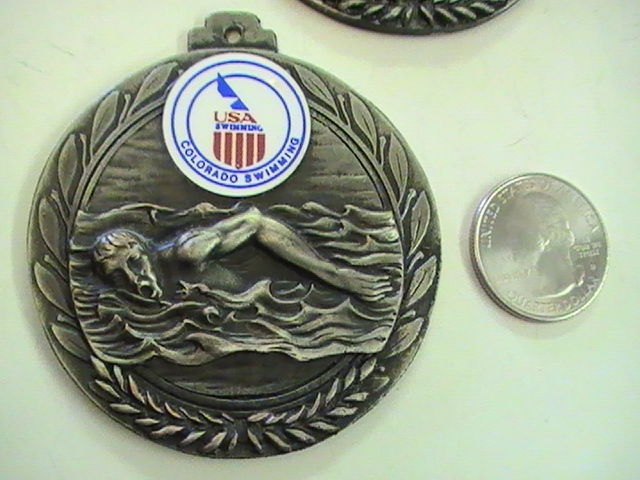 4 heavy Vintage Swimming Medals from the 1990's 3.1 oz each