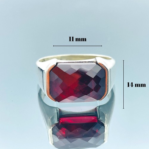 Men Simulated Red Ruby Stone 925 Sterling Silver Ring Turkish Handmade Gift Him - Picture 2 of 10