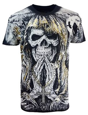 KONFLIC [SINNER SKULL] T-SHIRT SKULLS BIKER ROCKER TATTOO INK 666  Konflic - Sin
