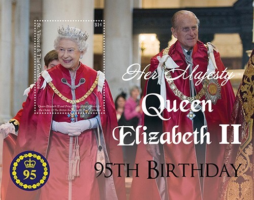 St. Vincent 2021 - Queen Elizabeth II, 95th Birthday - Souvenir Stamp Sheet MNH - Picture 1 of 1