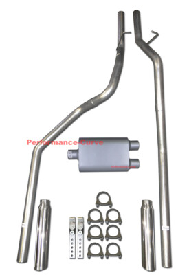 Dual Exhaust Mandrel Bent - 2 Chamber Muffler Fits 94-01 Dodge Ram 3.9 5.2 5.9