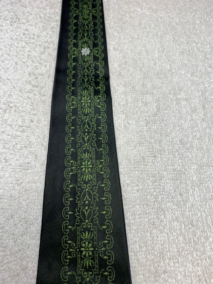 CORBATA STEARKS VINTAGE NIÑOS AÑOS 40-70 MODA DIVERTIDA NEGRA CON VERDE 2,25 X 54 Foto 3 de 4