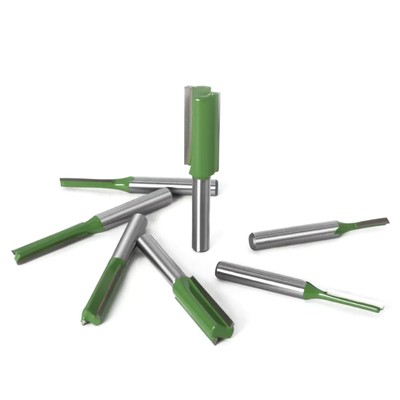 Single Double Flute Straight Router Bit Tool Set 1/4'' Shank For Woodworking