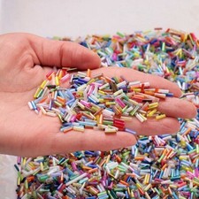 280pcs 6x2mm Tube Shape Plated Aurora Color Glass Loose Spacer Beads Lot