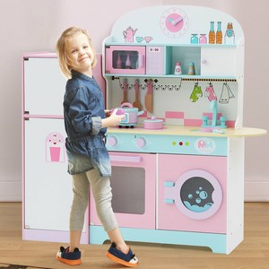 Large Wooden Kids Role Play Kitchen Set Cooking Toys Girls Boys Play Set Pink Ebay