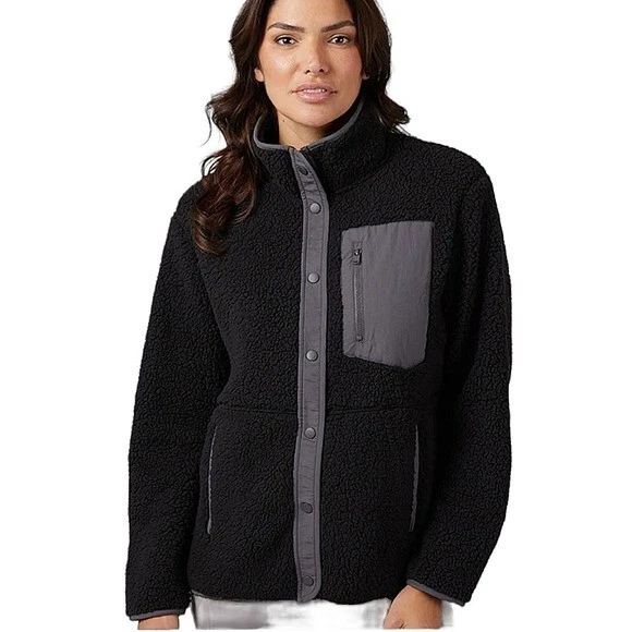 Cozy teddy sherpa long zip jacket for women sale