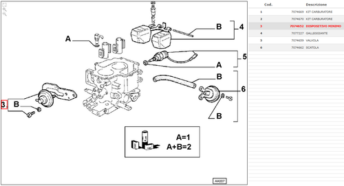 DISPOSITIVO MINIMO POLMONCINO CARBURATORE FIAT FIORINO UNO CS - FIAT 7074652/1 - Imagen 4 de 4