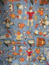 LESLIE BECK VIP Scarecrow Fall Harvest Country Halloween Cotton Fabric 33"X44