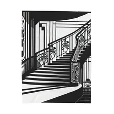 Velveteen Plush Blanket Monochrome Art Deco Staircase Interior Design Elegant