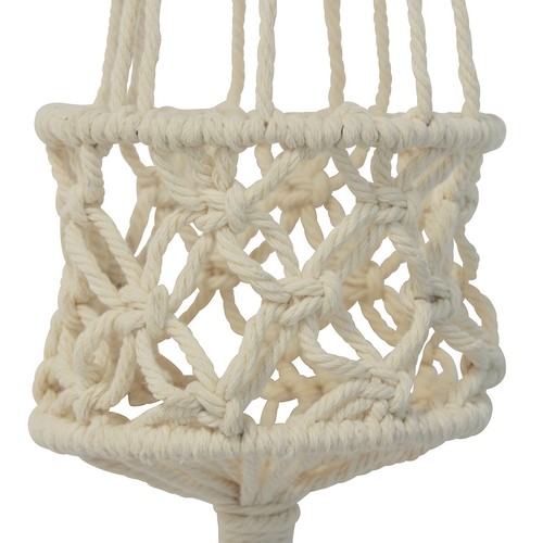 Makramee Hängedeko Boho Stil Ø12cm H79cm Creme - Blumenampel Wanddeko - Bild 2 von 3