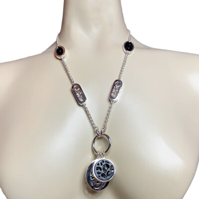 Napier Silvertone Pendant Charm Necklace 23'' New Msrp $35.00