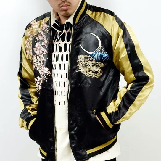 Mens Souvenir Jacket Sukajan Japanese Pattern Embroidery