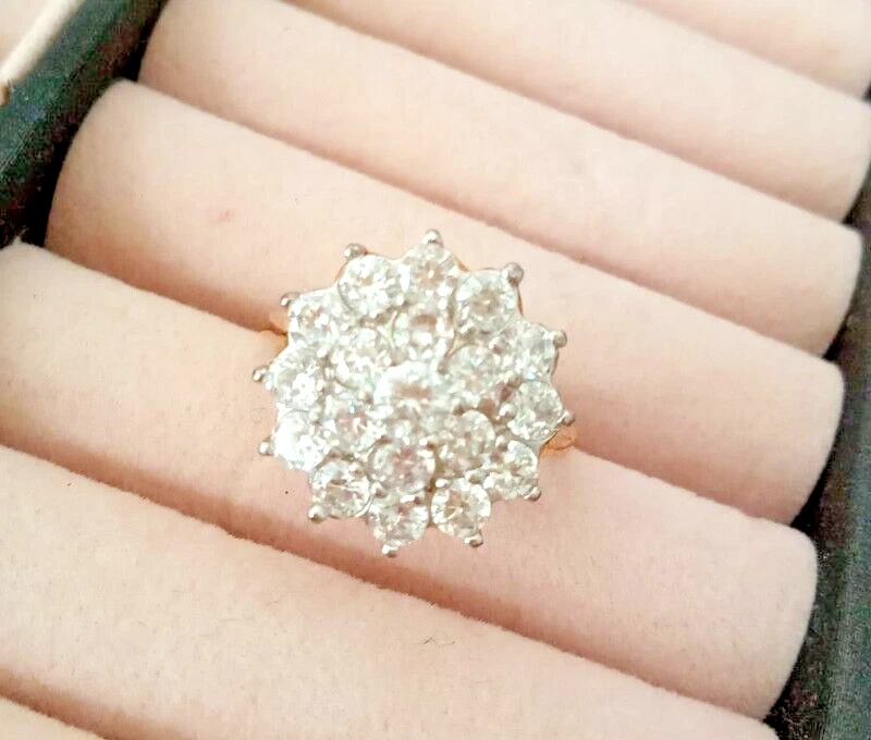 Bellissimo ANELLO ARGENTO STERLING 925/°° e 19 brillanti zirconi bianchi pl oro - Immagine 2 di 4