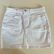 Juniors White Denim Stretch Denim Jean Skirt Size S 4-6 