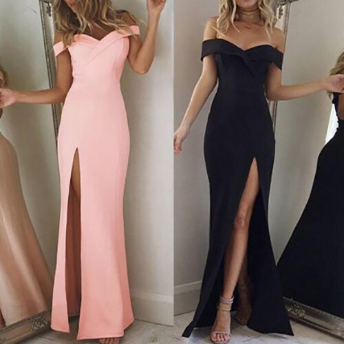 Elegante Vestido Para Mujer Dividido Largo Noche Cóctel Fiesta Baile Vestido Formal Boda - Imagen 3 de 23